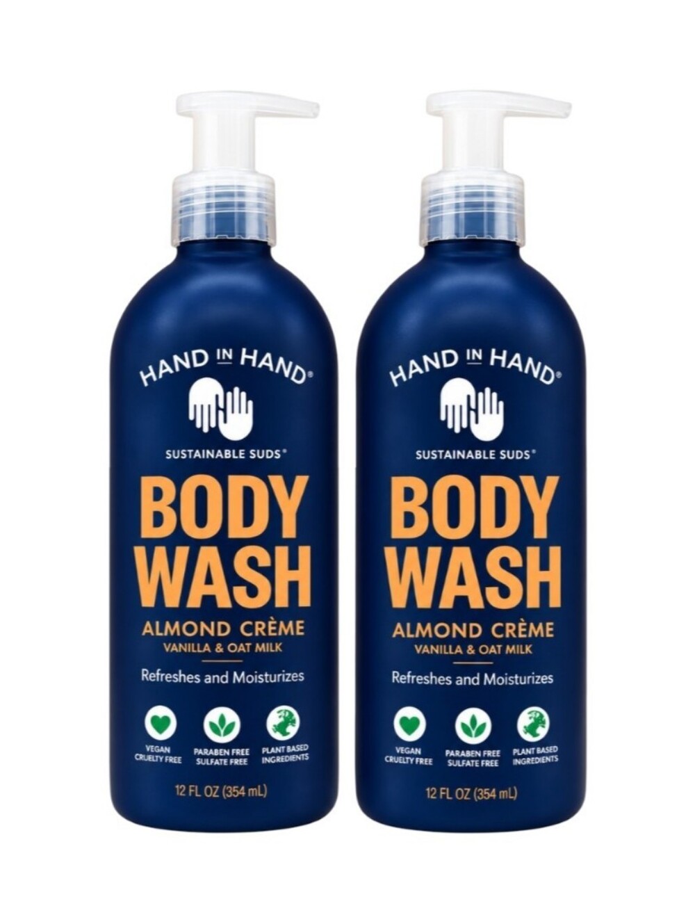 NEW Hand in Hand Almond Crème Body Wash 10 oz Lot of 2 Vanilla & Oat Milk Vegan